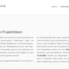 Screenshot der Beteiligungswebseite zum Projekt "ISEK" in Georgensgmünd zeigt Hinweise zu den Projektideen