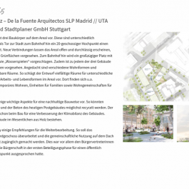 Screenshot der Beteiligungswebseite zum Projekt "Postareal" in Böblingen. Das Bild zeigt die Details eines Architektenentwurfes