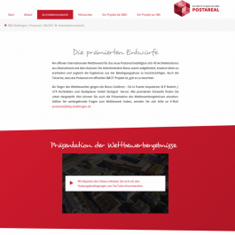 Screenshot der Beteiligungswebseite zum Projekt "Postareal" in Böblingen. Das Bild zeigt einen Ausschnitt der Startseite